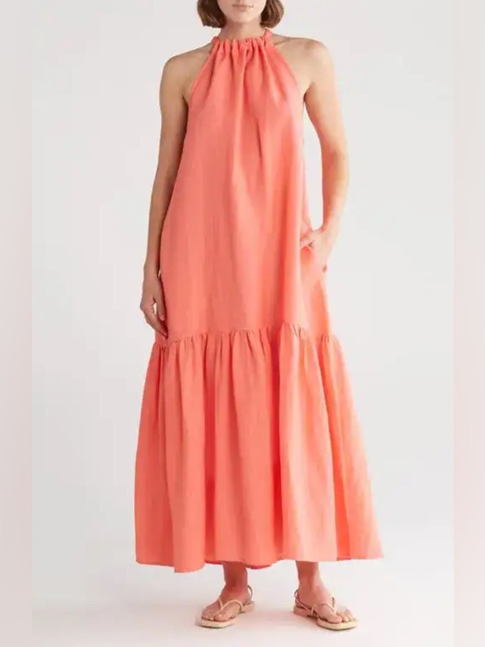 Elan L Tiered Halter Maxi Dress - Coral
**NEVER WORN, New With Tags